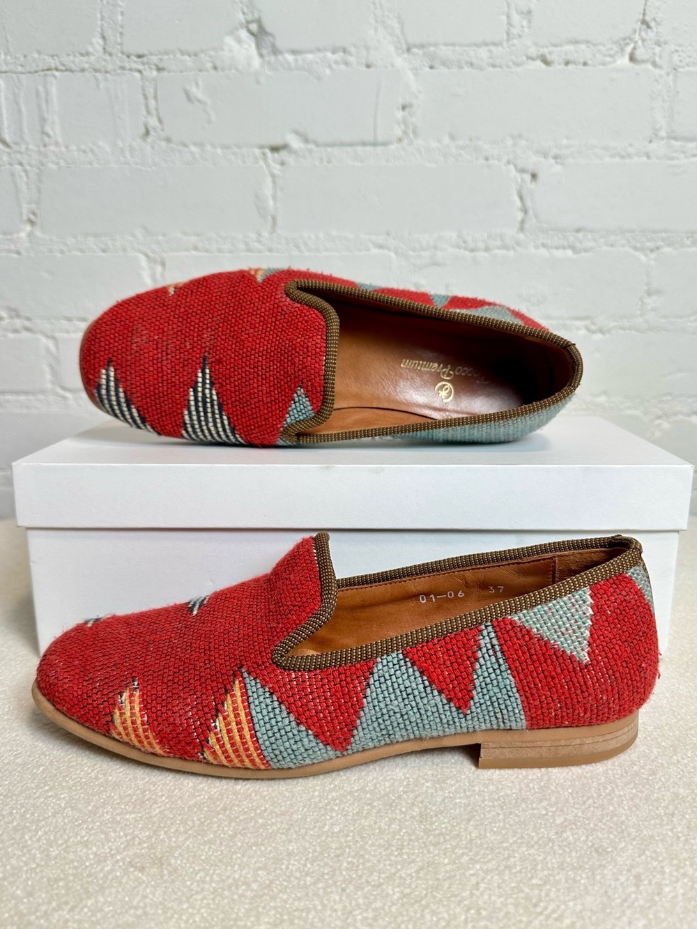 Turkish Kilim Boho Loafer Handmade One of a Kind Rug Carpet Slip On Shoe EU 37/7